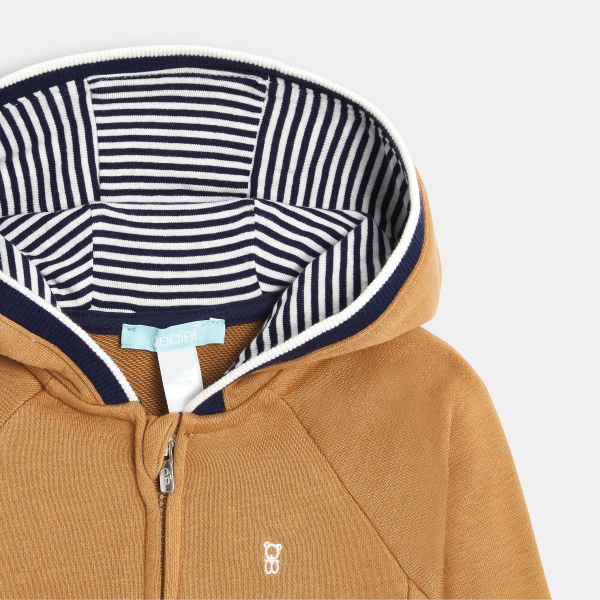 سويت شيرت ميلتون بني بسحّاب مع غطاء رأس للأولاد الصغار